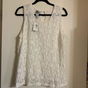 Chico’s cream lace sleeveless top NWOT